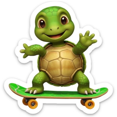 turtle skateboarding sticker