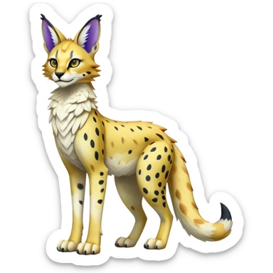 Epic Edgy Colorful ethereal eldritch Sergal-Serval-Vernid full body sticker