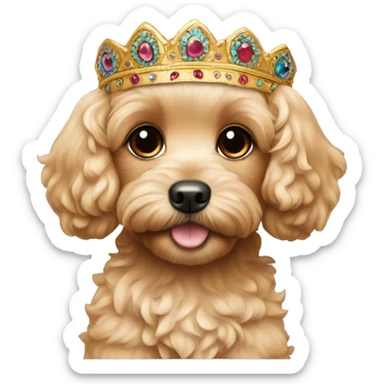 blond cavapoo puppy wearing a headdress sticker