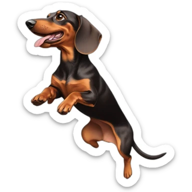 dachshund doing arobatics sticker