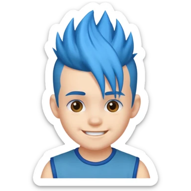 blue haired kid mohawk sticker