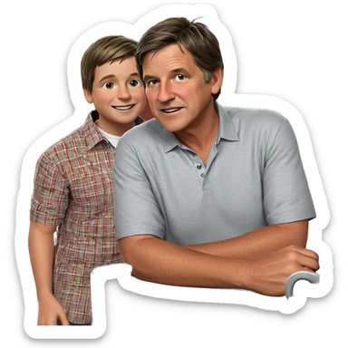 smiling boys at the table sticker