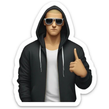 DJ Snake serious attitude wearing a hoodie showing a finger sticker