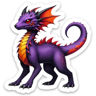 Gothic badass cool complex exotic colorful aesthetic-scenery-vernid-Fakémon-creature (full body) sticker