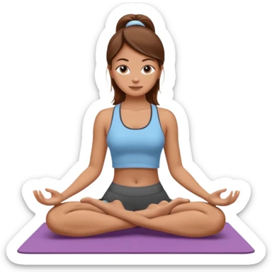 A white girl with brown hair who works remotely and enjoys yoga sticker