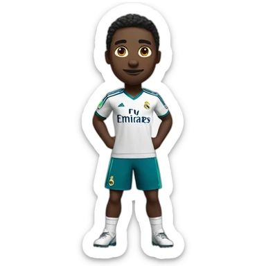 Black skin player with Real Madrid T-shirt with his arms open sticker