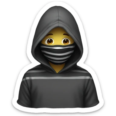 lonely hooded boy stripes with a mask sticker