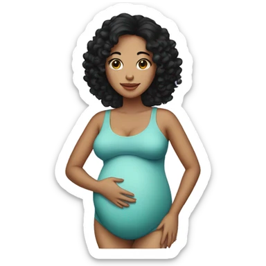 Pregnant woman with black curly hair sticker