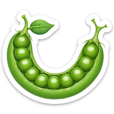 A green pea pod with several round peas visible inside, slightly open to reveal the peas sticker