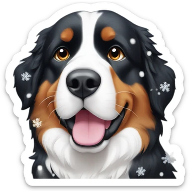 bernese mountain dog under very big snowflakes sticker
