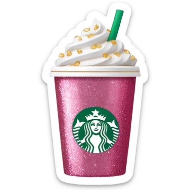 Pink Starbucks with glitter  sticker