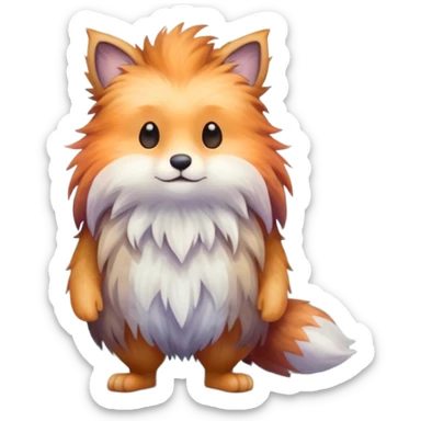 watercolor furry creature in a misty forest sticker