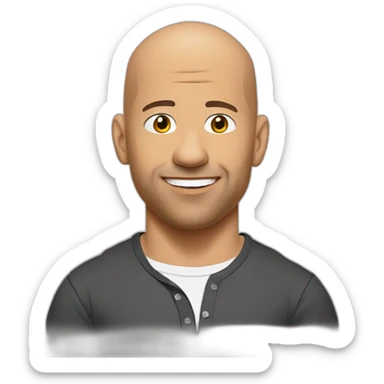 vin diesel cartoon wearing henley  sticker