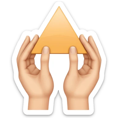 Similar to the heart hands emoji, this emoji should show a triangle created by the fingers of the hands where the two thumbs form the first side of the triangle and the remaining four fingers of each hand create one side each sticker