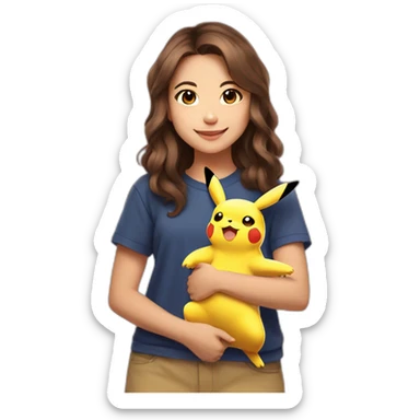 Pokimane holding Pikachu sticker
