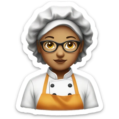 slightly chubby chef girl with glasses and short hair sticker
