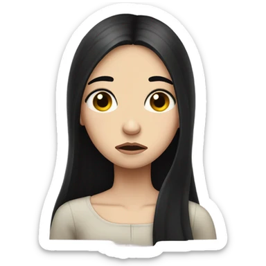 Pale girl black hair sad and crying and heart broken sticker