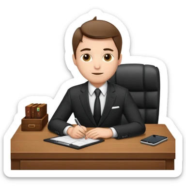 Business man sitting at a desk sticker