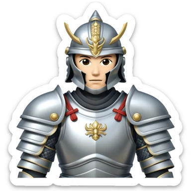 silver samurai armour sticker