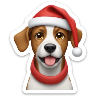Dog wearing a Santa hat sticker