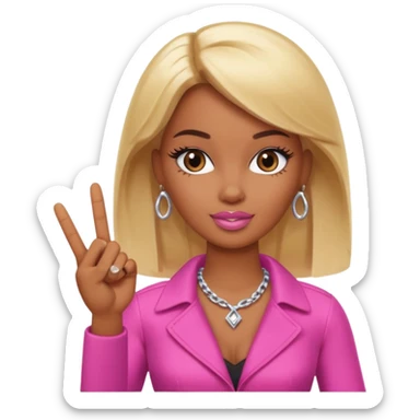 Brown skin blonde hair brown eyed barbie shooting the middle finger  sticker