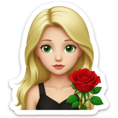 Girl profile picture with long blonde hair and green eyes and 1 flower in her hair sticker