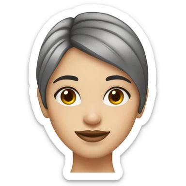 Beautiful girl with short straight darklight hair, thin lips, thin eyebrows, smiling. sticker