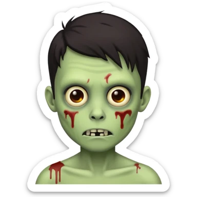 light green zombie boy emoji with dark hair sticker