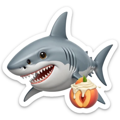 shark with dreads eating cream peaches sticker