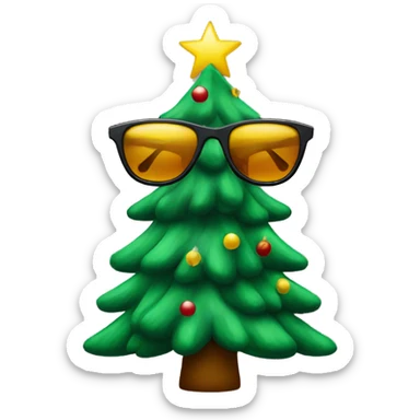 A Christmas tree with sunglasses on  sticker
