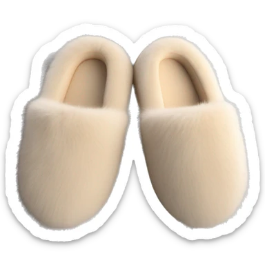 beige fur slippers  sticker