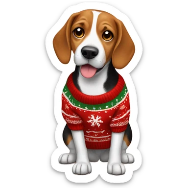 Beagle wearing a Christmas sweater  sticker