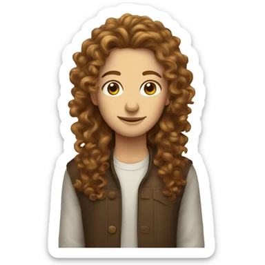 long brown haired curly headed white ma sticker