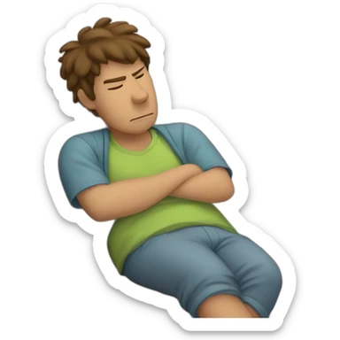 lazy tired boy on a couch wasting time sticker