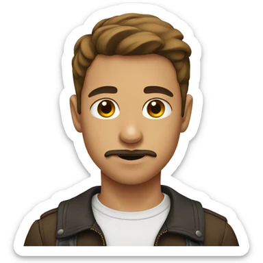 teenage boy with brown moustache  sticker