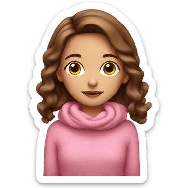 pink christmas cozy girl with brown hair sticker