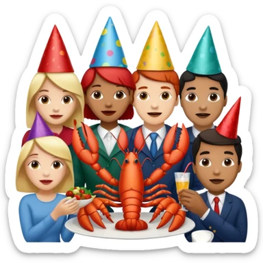 200 people eating lobster at a family party sticker
