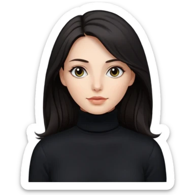 Mujer blanca pelo muy largo y oscuro ojos oscuros muy atractiva y jersey de cuello vuelto sticker