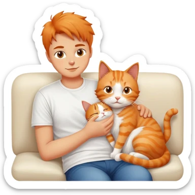 cat and owner relaxing together on sofa sticker
