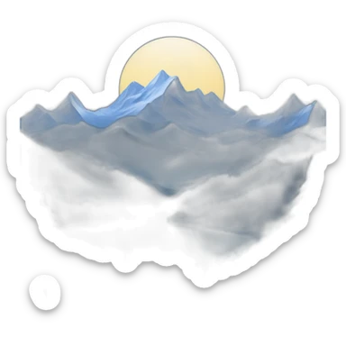 nighttime mountain landscape with snowy peaks, forest, and moonlight sticker
