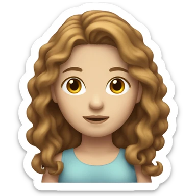 Full body white girl with wavy brown hair sticker