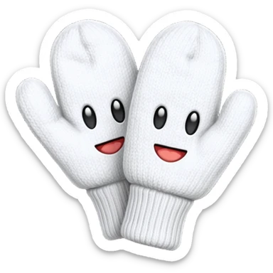 A white mittens without face sticker