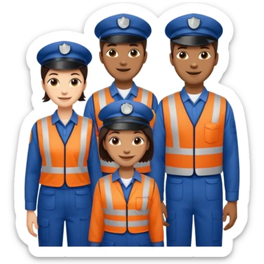 group of multiracial railway standing sticker