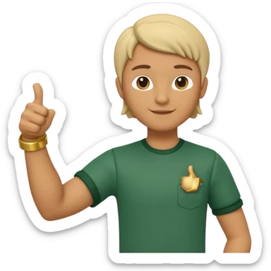 3D clay character standing confident, laptop under arm, thumbs up, deep green (#0B3D2C), cream laptop, gold accents, cute rounded, transparent background sticker