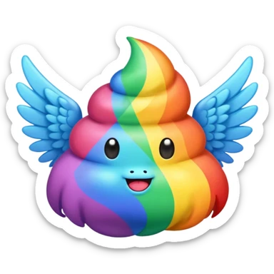 rainbow poop with wings sticker