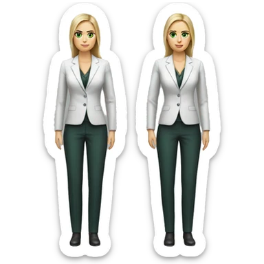 Russian woman 35 years old with green eyes full length in suit photorealistic serious sticker