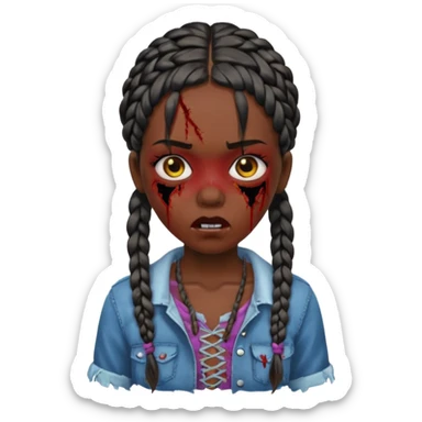 swag zombie girl black with braids sticker