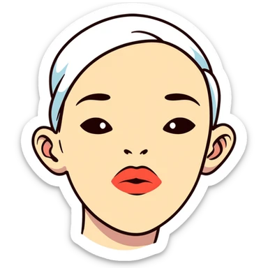 Someone bitting their upper lip with their eyebrow raised sticker