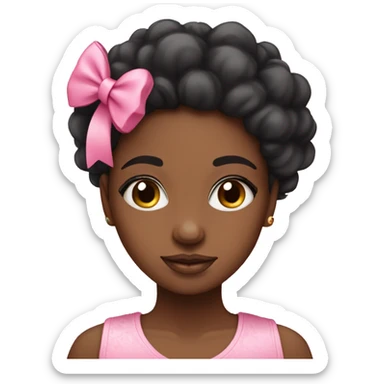 cute black girly wearing pink with a pink bow in her afro sticker