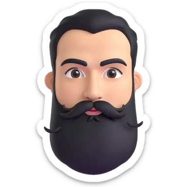 man with thick beard, mustache, and unibrow eyebrows that connect in the middle sticker